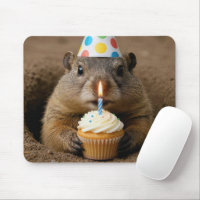 Groundhog With a Birthday Cupcake