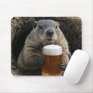 Groundhog With Mug of Beer Mouse Mat