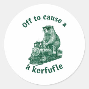 Groundhog Woodchuck Steam Train Off To Cause A Ker Classic Round Sticker