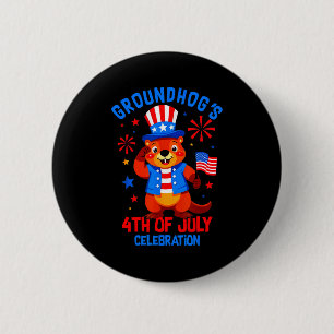 Groundhogs 4th Of July Celebration Patriotic Ameri 6 Cm Round Badge