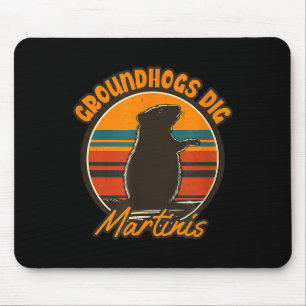 Groundhogs And Martinis - Funny Retro Groundhog Ar Mouse Mat
