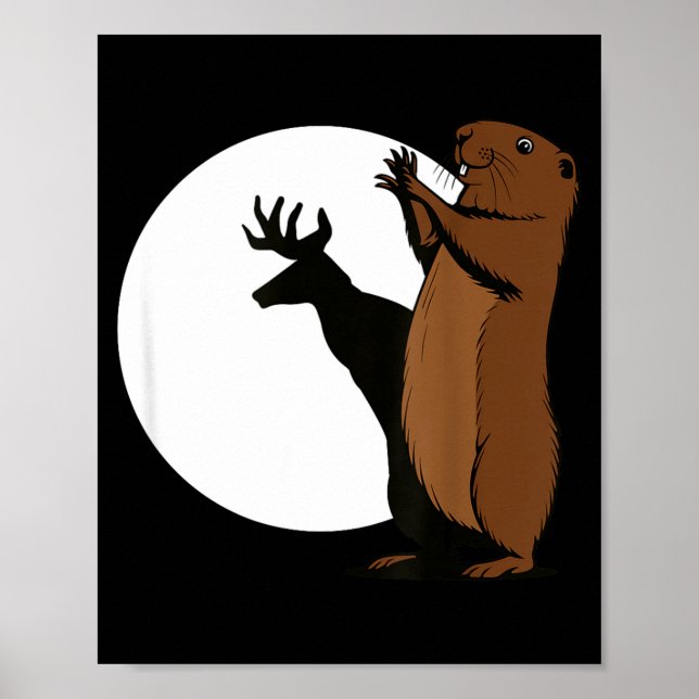 Groundhogs Deer Shadow Puppet Funny Woodchuck  Poster (Front)