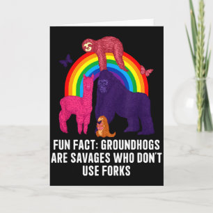 Groundhogs Eat Without Forks Funny Animal Pun Humo Card
