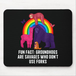 Groundhogs Eat Without Forks Funny Animal Pun Humo Mouse Mat