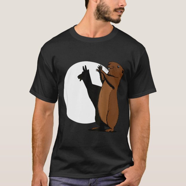 Groundhogs Llama Shadow Puppet Funny Woodchuck  T-Shirt (Front)