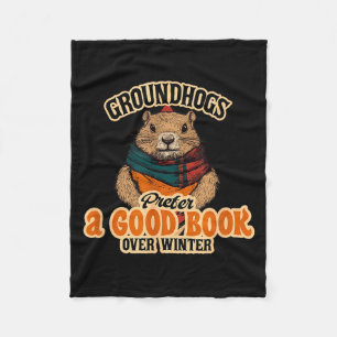 Groundhogs Prefer A Good Book Over Winter Fleece Blanket