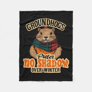 Groundhogs Prefer No Shadow Over Winter Fleece Blanket