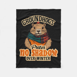 Groundhogs Prefer No Shadow Over Winter Fleece Blanket