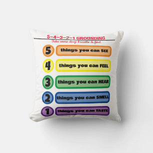 Grounding Technique for Anxiety/Stress 5 Senses  Cushion