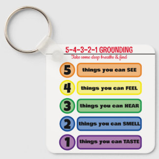 Grounding Technique for Anxiety/Stress 5 Senses Key Ring