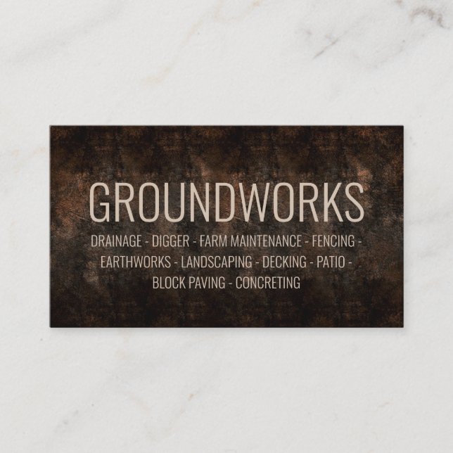 Groundworks Landscaping Architect Brown Ground Business Card (Front)
