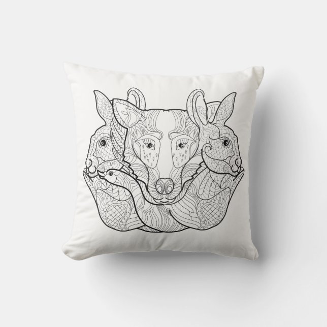 Group Animal Doodle Cushion (Front)