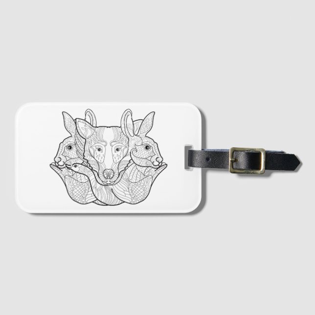 Group Animal Doodle Luggage Tag (Front Horizontal)