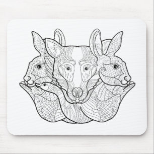 Group Animal Doodle Mouse Mat