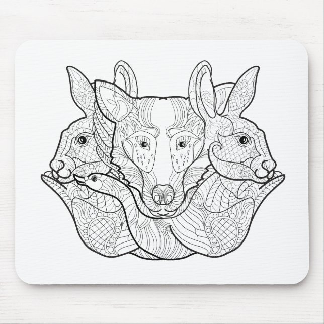 Group Animal Doodle Mouse Mat (Front)