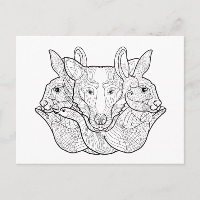Group Animal Doodle Postcard (Front)