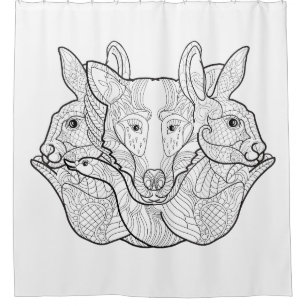 Group Animal Doodle Shower Curtain