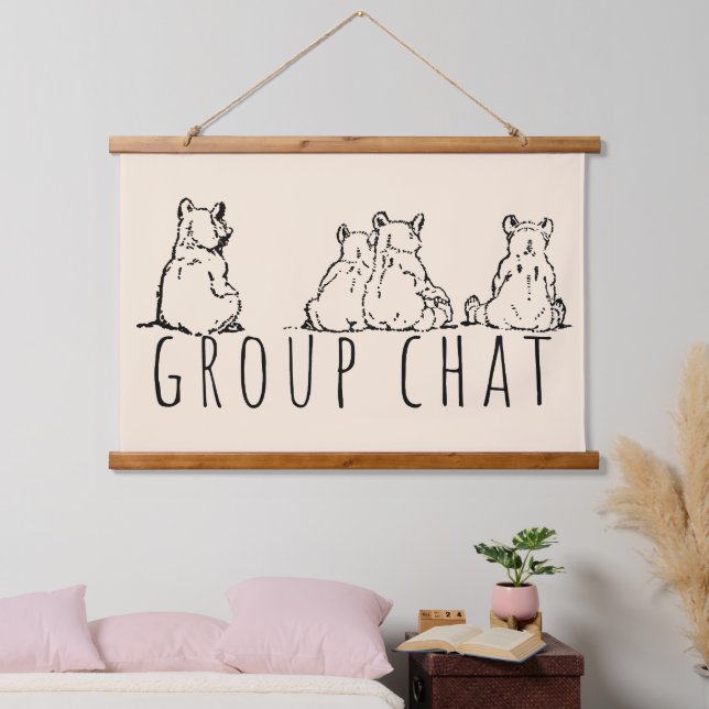 Group Chat Cute Bears Hanging Tapestry (Bedroom)