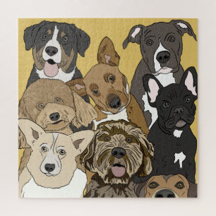Group Dog Portrait   Cute Dog Theme Jigsaw Puzzle