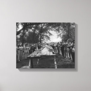 Group Eating Large Pieces of Watermelon Canvas Print