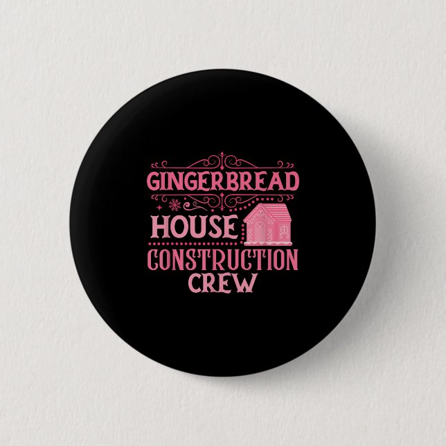 Group Gingerbread House Crew Xmas Christmas Cookie 6 Cm Round Badge (Front)