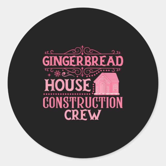 Group Gingerbread House Crew Xmas Christmas Cookie Classic Round Sticker (Front)
