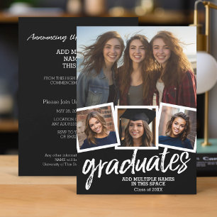 Group Graduation Celebration - 4 Photos Black Invitation