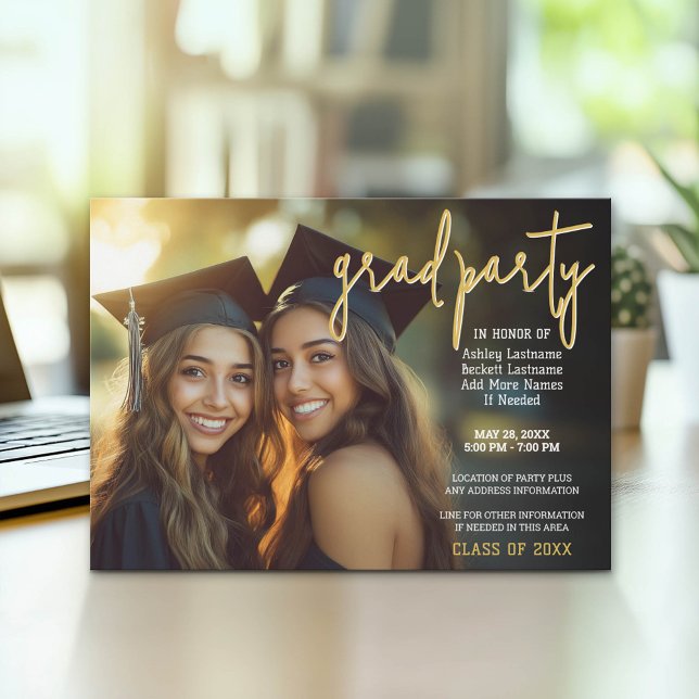 Group Graduation Celebration - Joint Photo Invitation (Group Graduation Party Invitation with Photo)