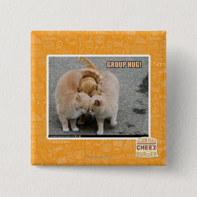 group hug 15 cm square badge (Front)