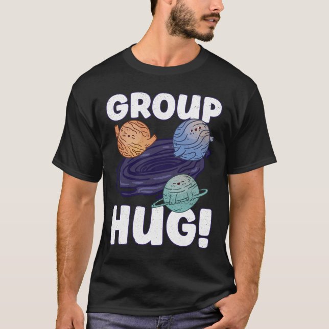 Group Hug! - Black Hole Space Astronomy T-Shirt (Front)