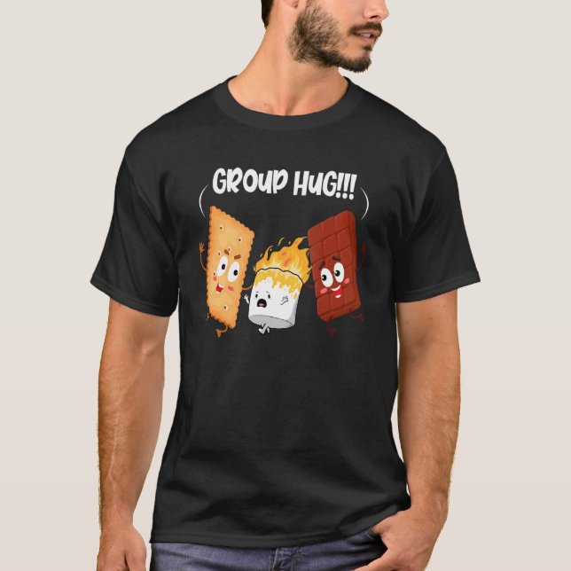 Group Hug Camping Campfire Chocolate Marshmallow S T-Shirt (Front)