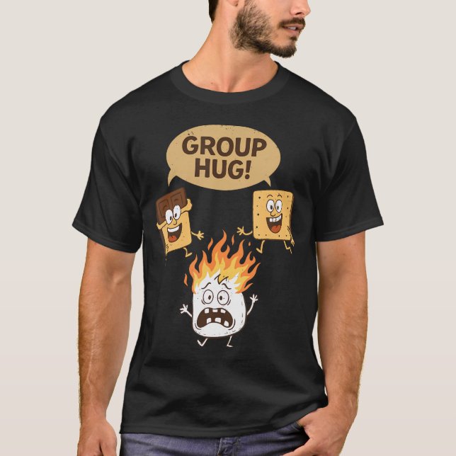 Group Hug Funny Smores Campfire Marshmallow T-Shirt (Front)