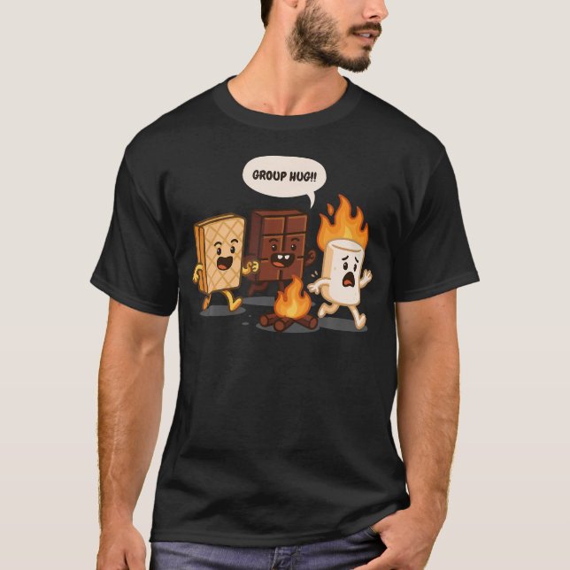 Group Hug Marshmallow Campfire Smores Camper Campi T-Shirt (Front)