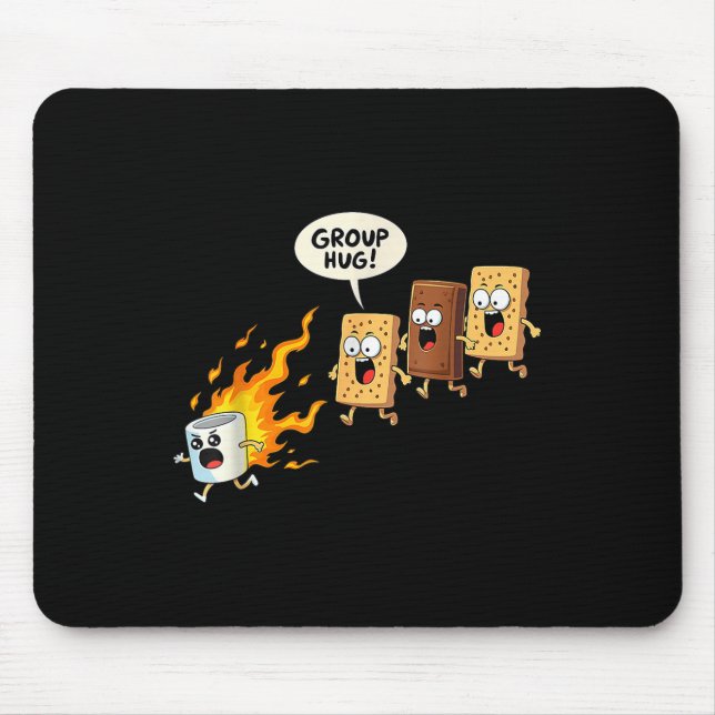 Group Hug Marshmallow Campfire Smores Funny Campin Mouse Mat (Front)