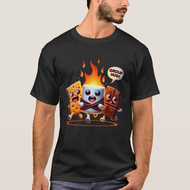 Group Hug Marshmallow Campfire Smores Funny Campin T-Shirt (Front)