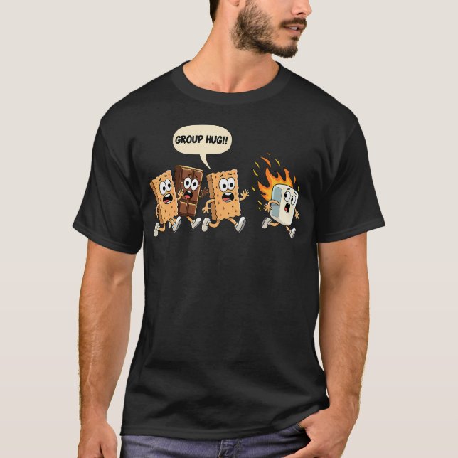 Group Hug Marshmallow Campfire Smores Funny Campin T-Shirt (Front)