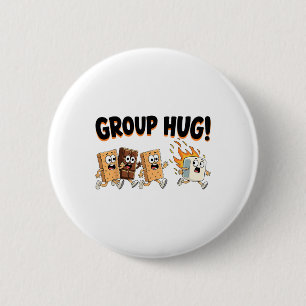 Group Hug Marshmallow Smore Funny Camping Family  6 Cm Round Badge