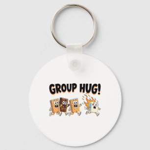 Group Hug Marshmallow Smore Funny Camping Family Key Ring