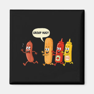 Group Hug Sausage Bun Chup Mustard Funny Hotdog Magnet