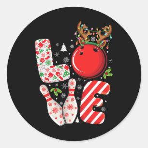 Group Matching Xmas Bowling Ball And Pins Christma Classic Round Sticker