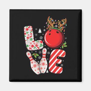 Group matching xmas Bowling ball and pins Christma Magnet