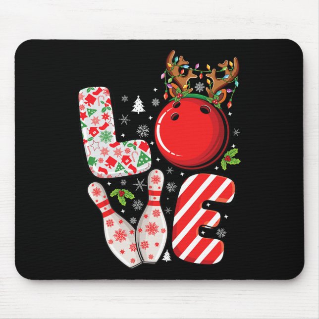 Group matching xmas Bowling ball and pins Christma Mouse Mat (Front)
