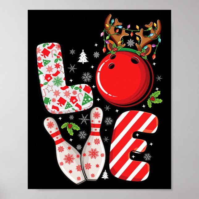 Group Matching Xmas Bowling Ball And Pins Christma Poster (Front)