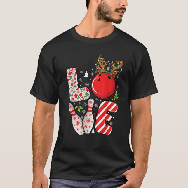 Group matching xmas Bowling ball and pins Christma T-Shirt (Front)