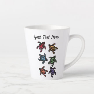 Group of Black Abstract Turtles Coloured Shells Latte Mug