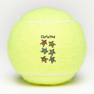 Group of Black Abstract Turtles Colourful Shells Tennis Balls