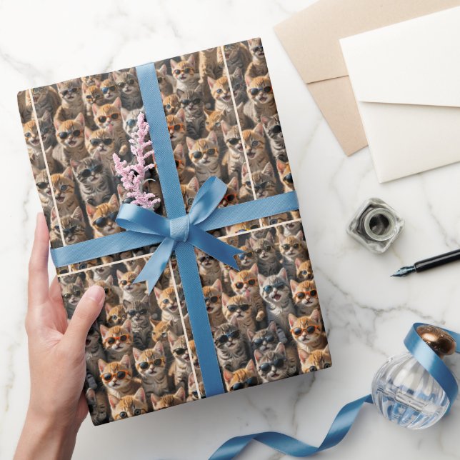Group of Cats with Sunglasses Wrapping Paper (Gifting)