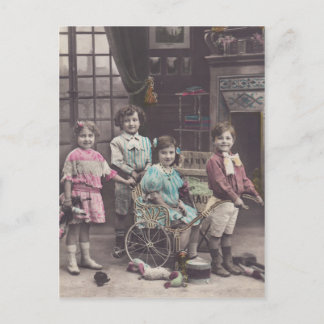 Group of Children Vintage Christmas postcard