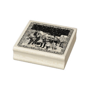 Group of Christmas Carolers Musicians on Street  Rubber Stamp
