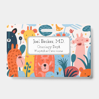 Group of colourful imaginary animals ID badge